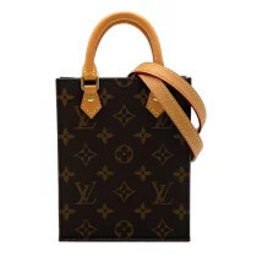 Louis Vuitton Sac Plat Brown Monogram Canvas Leather Shoulder Bag